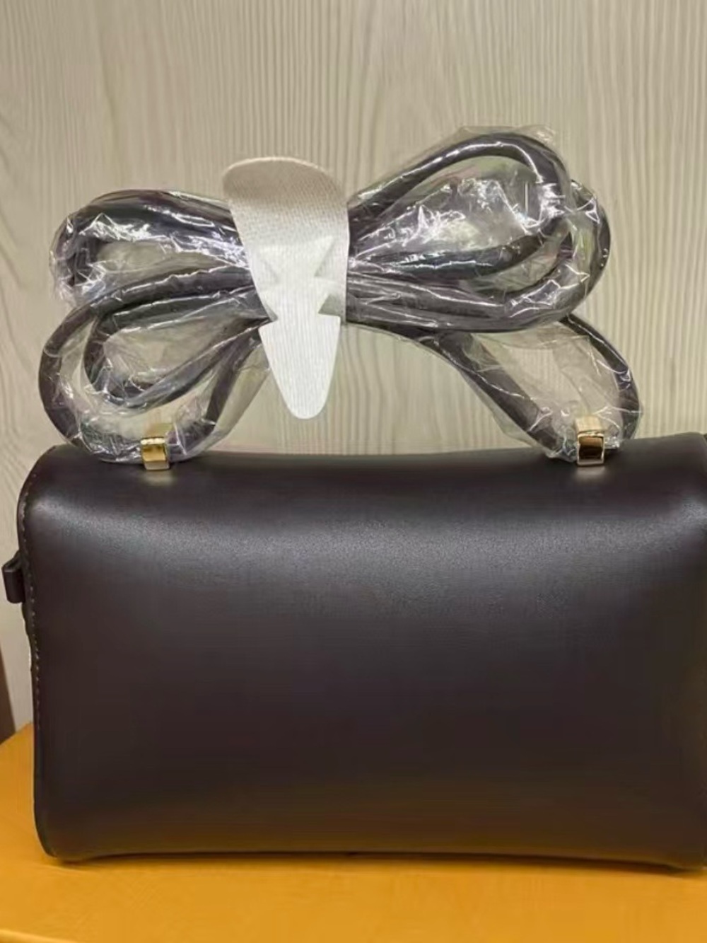 Cream and Black Textured Cosmetic Case with Removable Strap - Picture 3 of 5